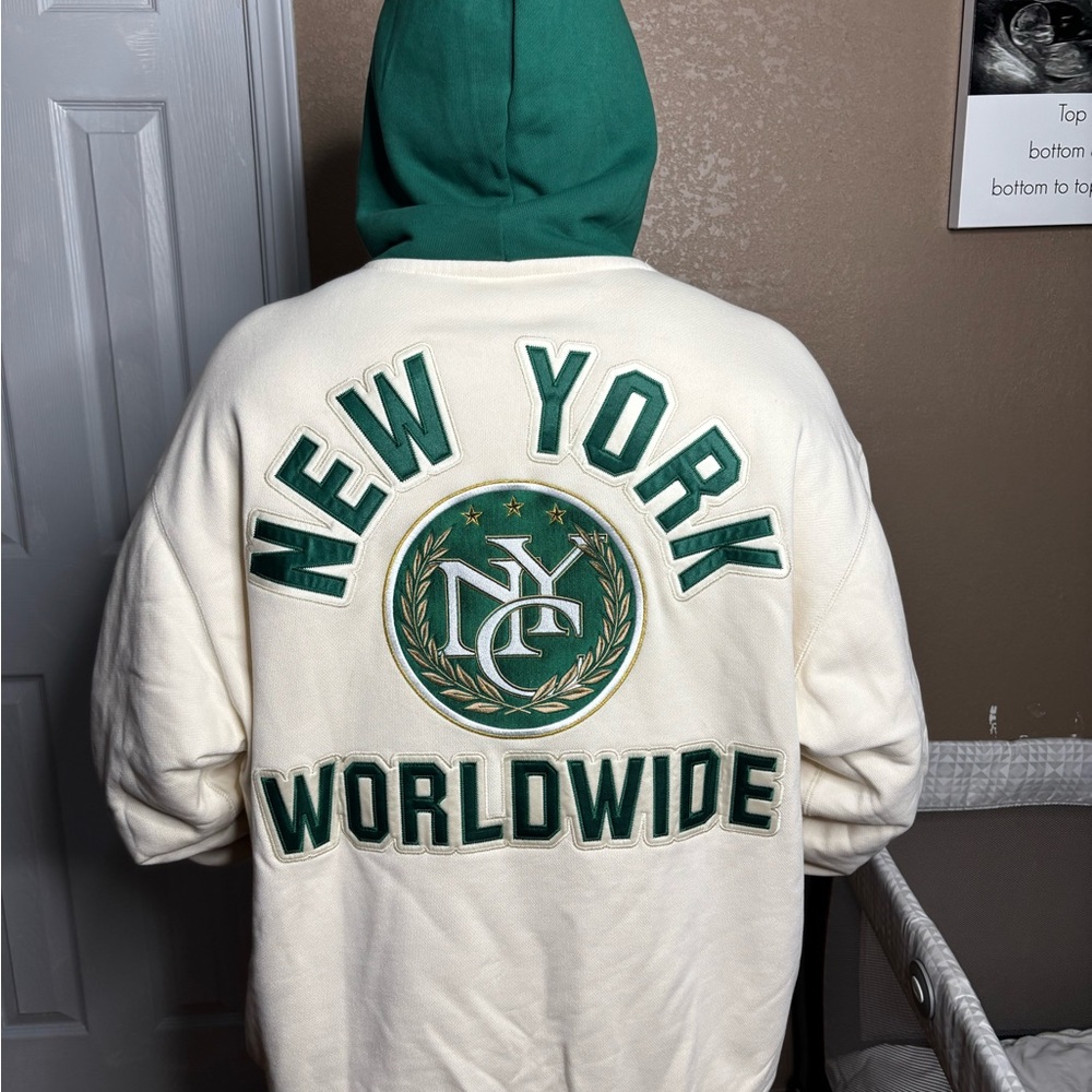 Puma Cream Hoodie with Green Hood Trim